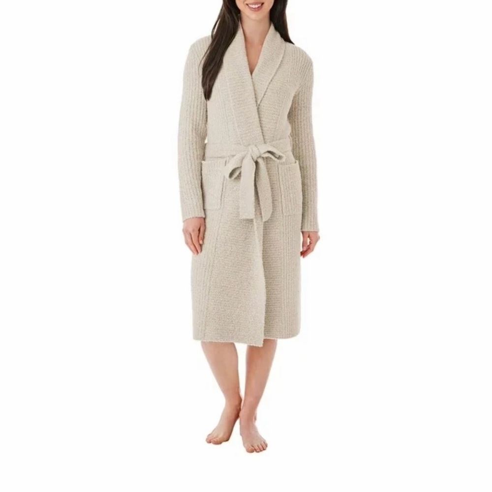 Member's Mark Women's Cozy Knit Robe,Large,Cream, New Without Tags, With Pockets